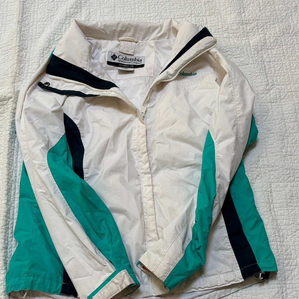 Columbia Women's White and Teal Ski Jacket